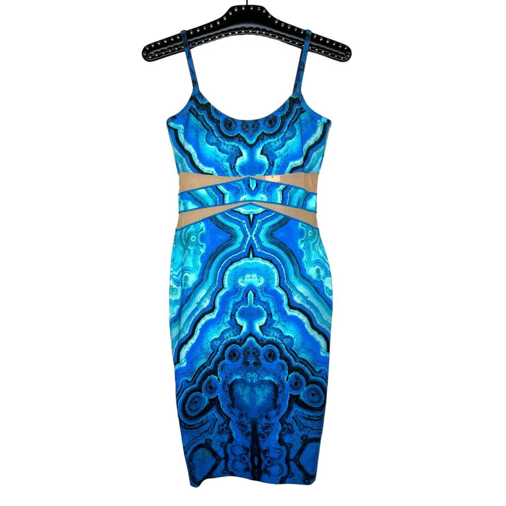 Y2K Torn by Ronny Kobo Patterned Cutout Bodycon Dress XS Paris Hilton - Picture 13 of 14